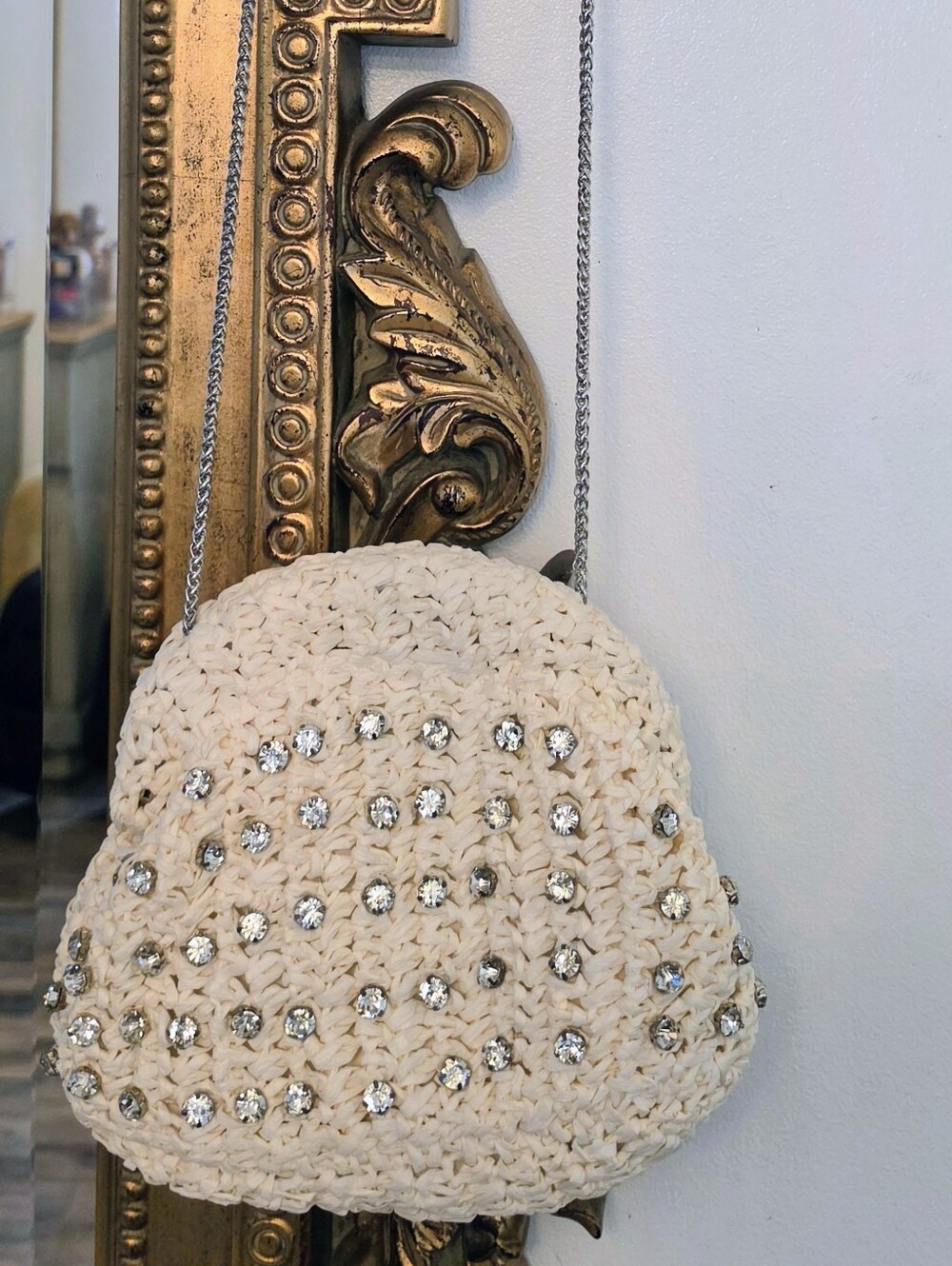 URBAN Expressions Crocheted Cream Beaded Shoulder Bag
